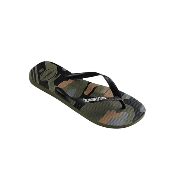 Havaianas Camouflage Flip Flops in Olive, Black, Brown - Picture 3 of 5